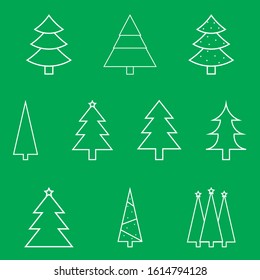 christmas tree icon set isolated vector illustration