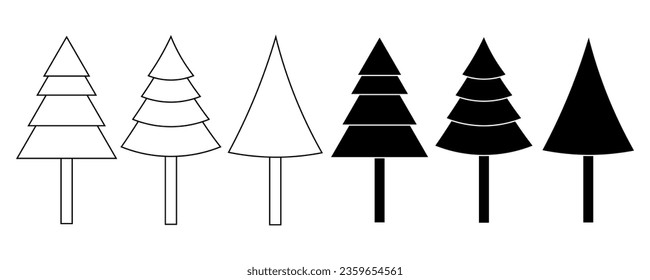 Christmas tree icon set isolated on white background