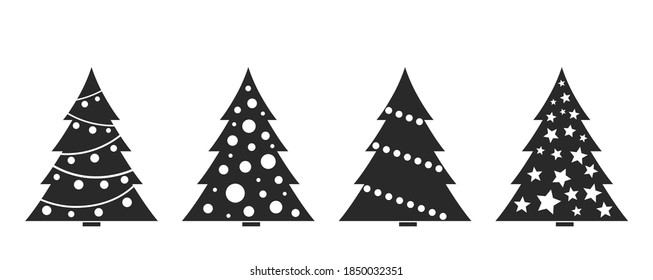 Christmas tree icon set. Christmas and New Year design elements. stylized fir tree symbols