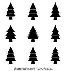 Christmas tree icon set vector sign symbol