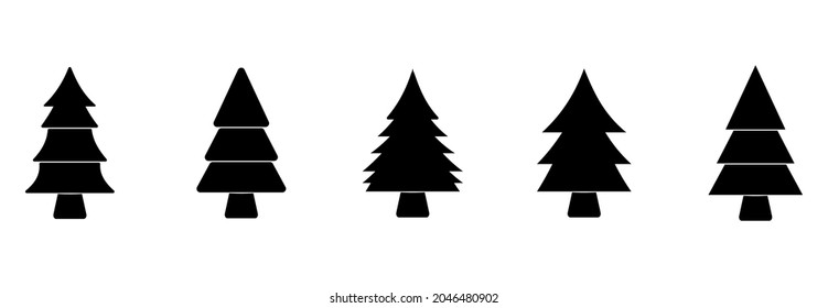christmas tree icon set, christmas tree vector set symbol illustrations