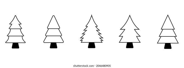 conjunto de iconos de árbol de navidad, ilustraciones de símbolo del conjunto de vectores de árbol de navidad