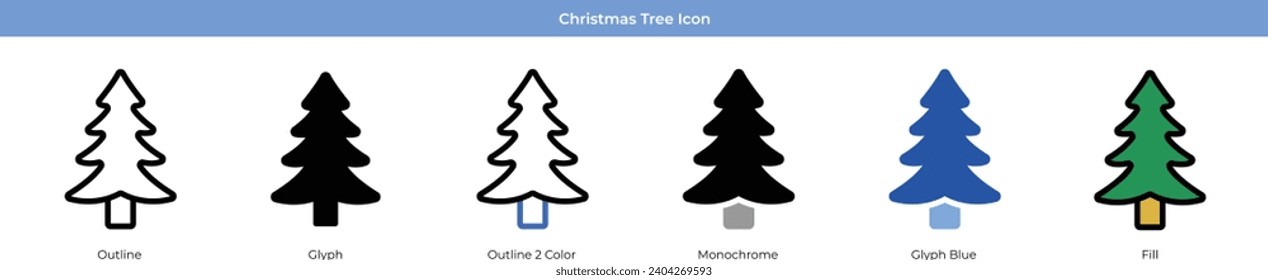 Christmas Tree Christmas Icon Set Vector