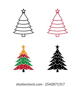 Christmas tree icon set vector isolated on white background.