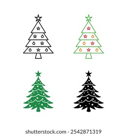 Christmas tree icon set vector isolated on white background.