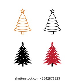 Weihnachtsbaum-Symbolsatz, Vektor einzeln auf weißem Hintergrund.