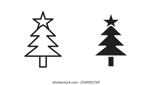 Christmas tree icon set vector graphics designs