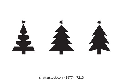 Conjunto de iconos de árbol de Navidad - Colección de árbol de Festiva de silueta de Vector