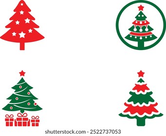 Christmas tree icon sets, Christmas tree vector art illustration