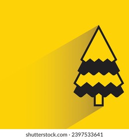 Weihnachtsbaumsymbol mit Schatten auf gelbem Hintergrund
