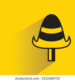 Christmas tree icon with shadow on yellow background