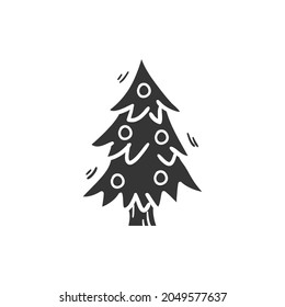 Christmas Tree Icon Silhouette Illustration. Holidays Vector Graphic Pictogram Symbol Clip Art. Doodle Sketch Black Sign.