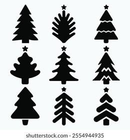 Christmas Tree Icon silhouette vector design with a white background