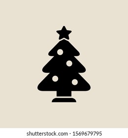 Christmas tree icon simple flat style Christmas symbol