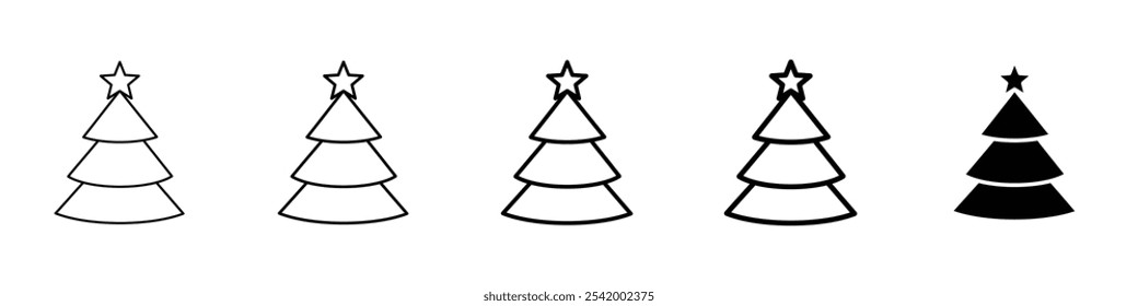 christmas tree icon Simple outline illustration