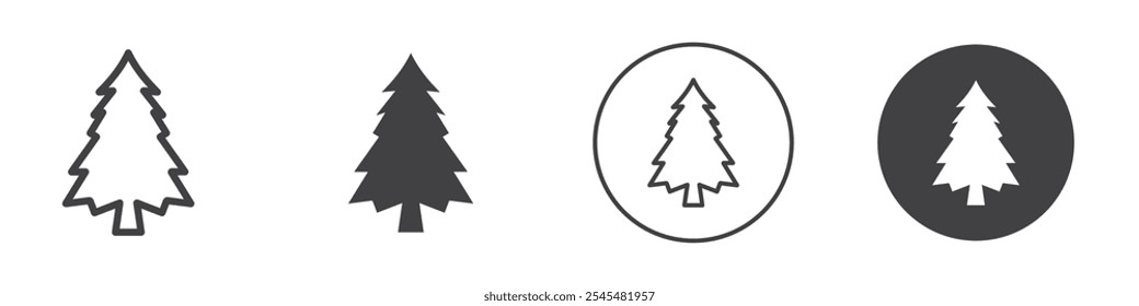 christmas tree icon Simple outline vector logo