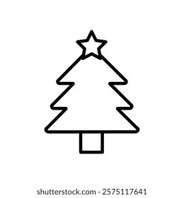 christmas tree icon Simple outline illustration