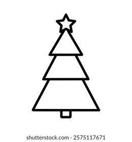 christmas tree icon Simple outline illustration