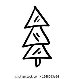 Christmas tree. Icon, sketch. New Year and Christmas, festive theme.