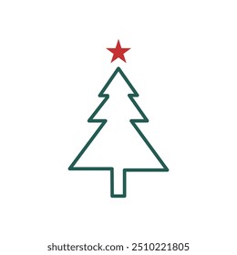 Christmas tree icon with star symbol 