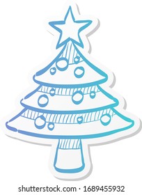 Christmas tree icon in sticker color style.