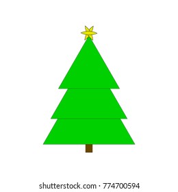 Christmas Tree Icon Symbol Design. Vector illustration of green tree silhouette  isolated on white background. Simple shape style. Flat design. Can be use for decoration, gifts, greetings etc.