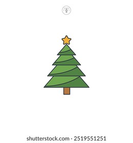 Christmas tree icon symbol vector illustration isolated on white background