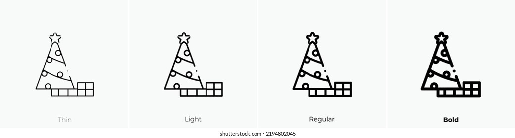 christmas tree icon. Thin, Light Regular And Bold style design isolated on white background