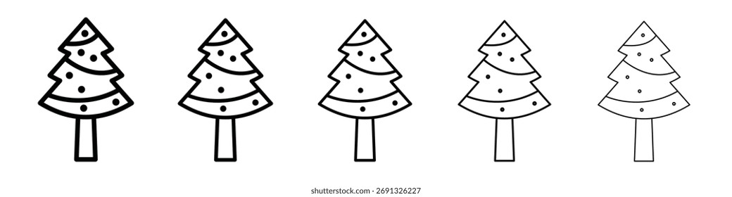 Ícone da árvore de Natal. Coleção de ícones de linha fina para interface do usuário da Web.