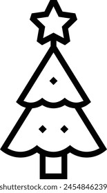 christmas tree icon. Thin linear style design isolated on white background