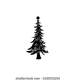 Christmas tree icon trendy flat design