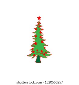 Christmas tree icon trendy flat design