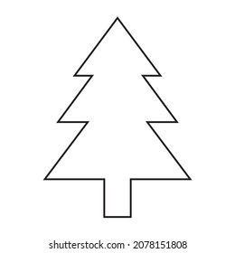Christmas tree icon Vector. Black and white. White background. One line drawing.