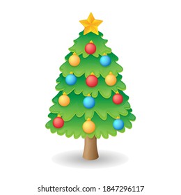 Christmas Tree Icon. Vector Emoji Holidays, Illustration Art Clip Art.