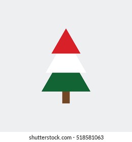 Christmas tree icon vector Flag of Hungary