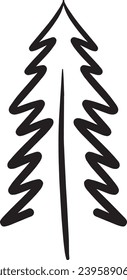 Christmas tree icon, vector hand drawn outline illustration of Xmas symbol for greeting and invitation cards in web and print materials
