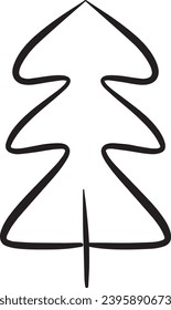 Icono de árbol de Navidad, ilustración de contorno de mano vectorial del símbolo de Navidad para tarjetas de felicitación y invitación en material web e impreso