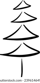 Weihnachtsbaumsymbol, handgezeichnete Vektorgrafik des Weihnachtszeichens für Grußkarten und Einladungskarten im Web und in Drucksachen