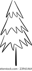 Christmas tree icon, vector hand drawn outline illustration of Xmas symbol for greeting and invitation cards in web and print materials