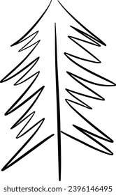 Christmas tree icon, vector hand drawn outline illustration of Xmas symbol for greeting and invitation cards in web and print materials