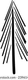 Christmas tree icon, vector hand drawn outline illustration of Xmas symbol for greeting and invitation cards in web and print materials