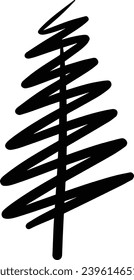 Icono de árbol de Navidad, ilustración de contorno de mano vectorial del símbolo de Navidad para tarjetas de felicitación y invitación en material web e impreso
