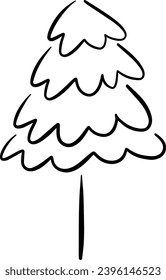 Icono de árbol de Navidad, ilustración de contorno de mano vectorial del símbolo de Navidad para tarjetas de felicitación y invitación en material web e impreso
