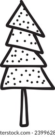 Christmas tree icon, vector hand drawn outline illustration of Xmas symbol for greeting and invitation cards in web and print materials
