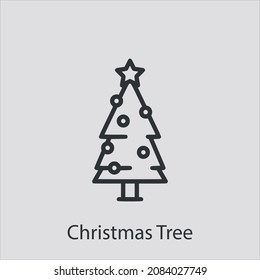 christmas tree icon vector icon.Editable stroke.linear style sign for use web design and mobile apps,logo.Symbol illustration.Pixel vector graphics - Vector