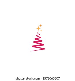 Christmas tree icon Vector Illustration design Logo template