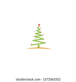 Christmas tree icon Vector Illustration design Logo template