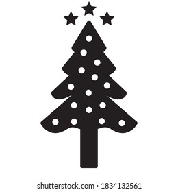 Christmas Tree Icon Vector Illustration Flat Design, Christmas Pine Tree Icon Vector Style 