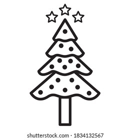 Icono de árbol de Navidad Ilustración Ilustración Diseño plano, Icono de árbol de pino de Navidad Estilo vectorial 