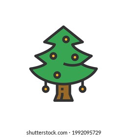 Icono de árbol de Navidad Ilustración vectorial, naturaleza, madera


